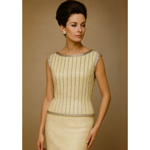 1960's Beaded & Sequined Wool Shell Top - Picture 1 of 6